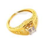 Ladies Gold Ring with Solitaire and Beautiful Design